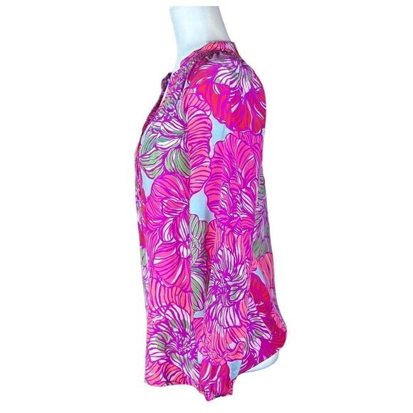 Lilly Pulitzer Elsa Worth It Silk Pink Floral Top Size 📦 - Picture 5 of 11